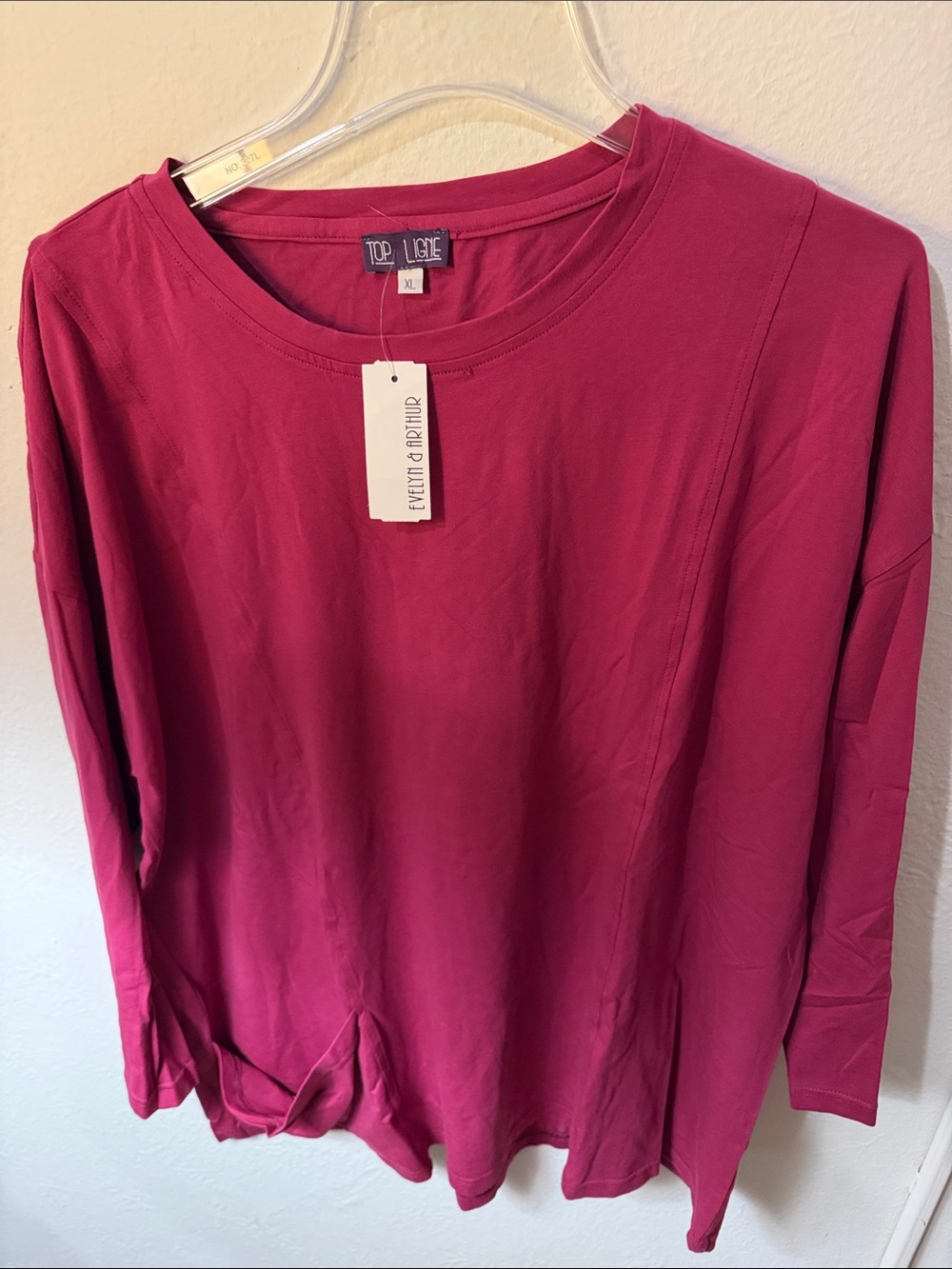 Women's Long Sleeve Crewneck Top in Deep Raspberry